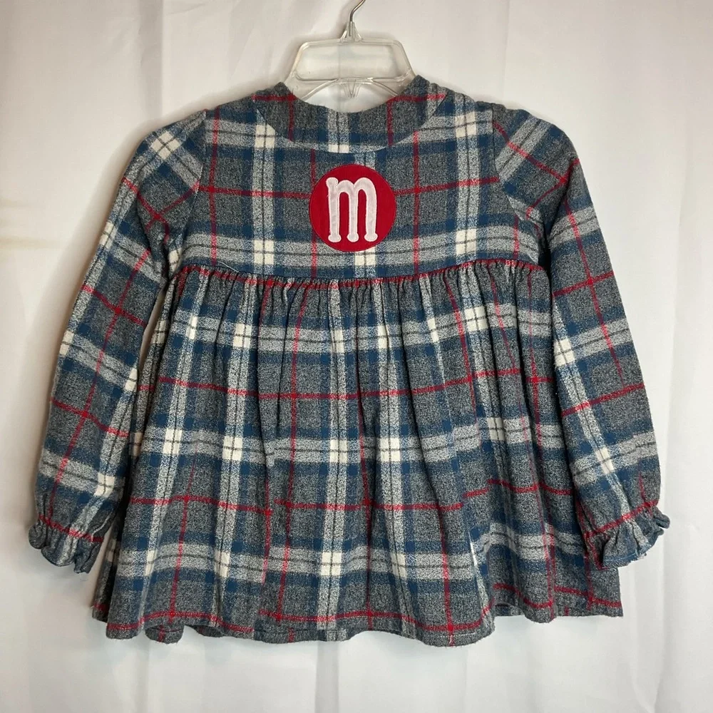Hannah Kate girls 8 plaid dress with M on front - Picture 8 of 8